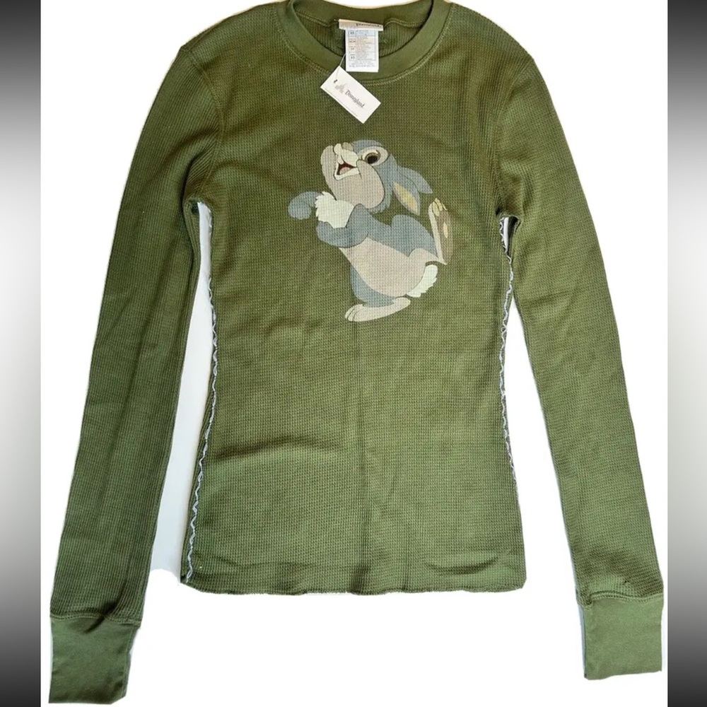 Vintage Disneyland Green Long Sleeve Thermal THUMPER Shirt NWT Child Size XS